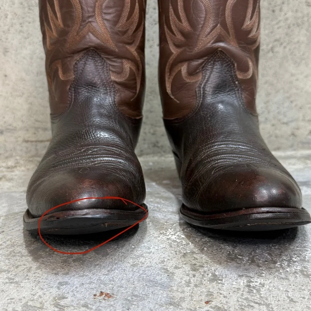 Vintage Nocona Cowboy Boots 11.5D USA Made Brown Western Leather